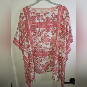 Michael Kors Red Floral Print Blouse S/M
